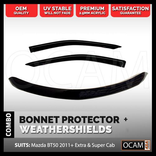 Bonnet Protector & Weathershields for Mazda BT50 2011-08/2020 Extra Super Cab