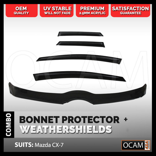 Bonnet Protector, Weathershields For Mazda CX-7 Visors Tinted CX7 Visors