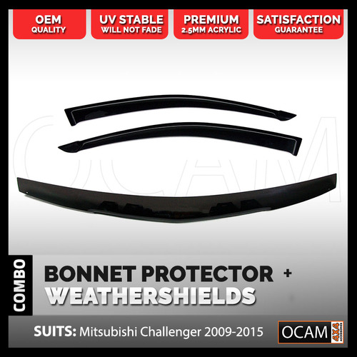Bonnet Protector, Weathershields For Mitsubishi Challenger 2009-2015 Visors