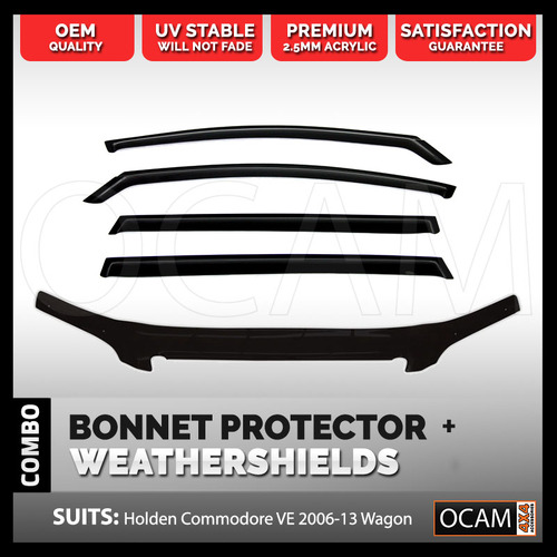 Bonnet Protector, Weathershields For Holden VE Commodore 2006-13 Wagon Tinted