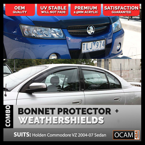 Bonnet Protector, Weathershields For Holden VZ Commodore 2004-07 Tinted Guard