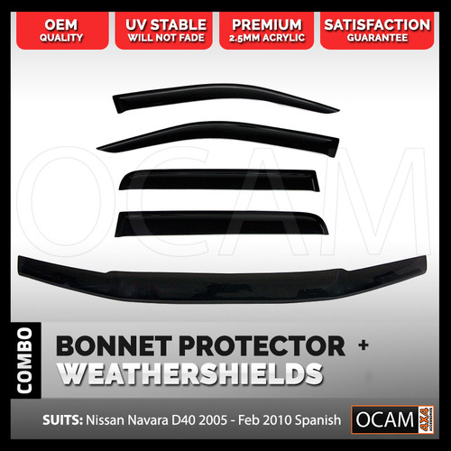 Bonnet Protector, Weathershields For Nissan Navara D40 2005-02/10 Spanish