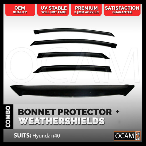 Bonnet Protector, Weathershields For Hyundai i40 Sedan Window Visors