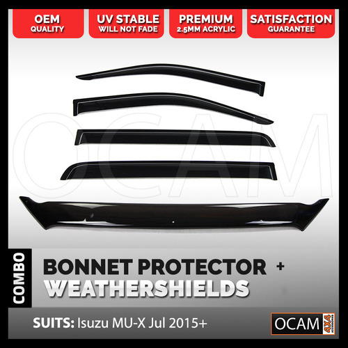 Bonnet Protector & Weathershields for Isuzu MU-X 2017-07/21 Guard MY17 MUX