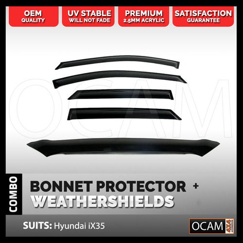 Bonnet Protector, Weathershields For Hyundai iX35 2010-2015 Window Visors Tinted