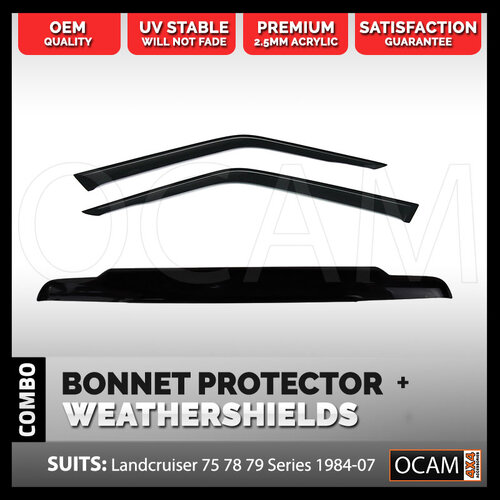 Bonnet Protector Weathershields 2pc For Toyota Landcruiser 70 75 78 79 Series, 1984-06