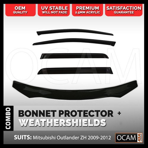 Bonnet Protector Weathershields For Mitsubishi Outlander ZH 2009-12 Visors