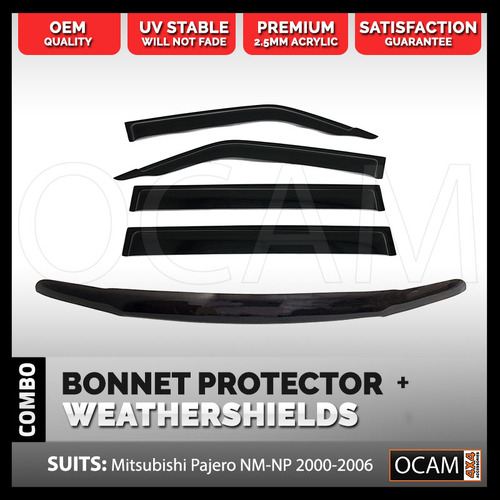 Bonnet Protector, Weathershields For Mitsubishi Pajero NM-NP 2000-06 Visors