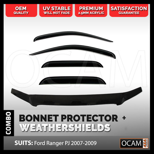 Bonnet Protector, Weathershields for Ford Ranger PJ 2007-2009 Window Visors