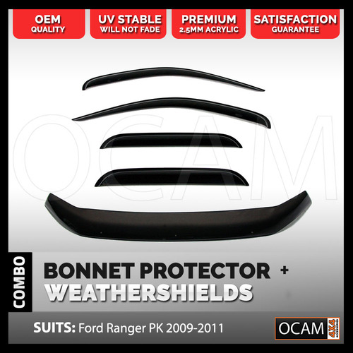 Bonnet Protector, Weathershields for Ford Ranger PK 2009-2011 Window Visors