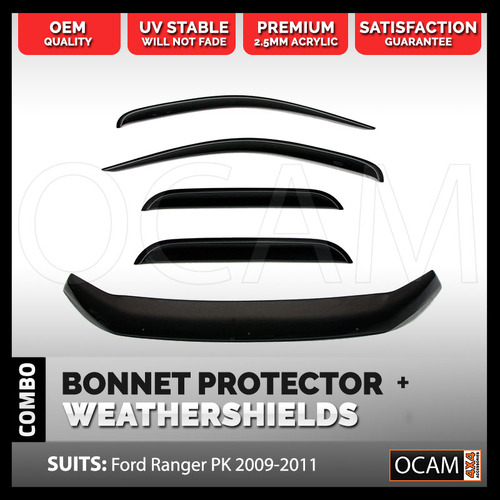 Bonnet Protector, Weathershields For Ford Ranger PK 2009-2011 Window Visors
