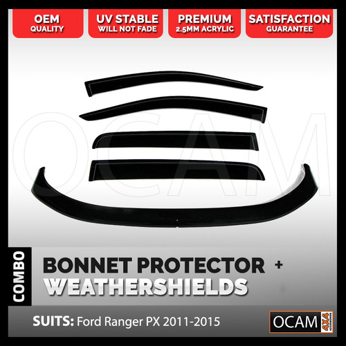 Bonnet Protector, Weathershields For Ford Ranger PX 2011-2015 Window Visors