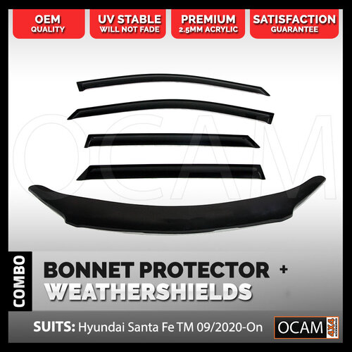 Premium Bonnet Protector, Weathershields For Hyundai Santa Fe TM 09/2020 to 04/2024
