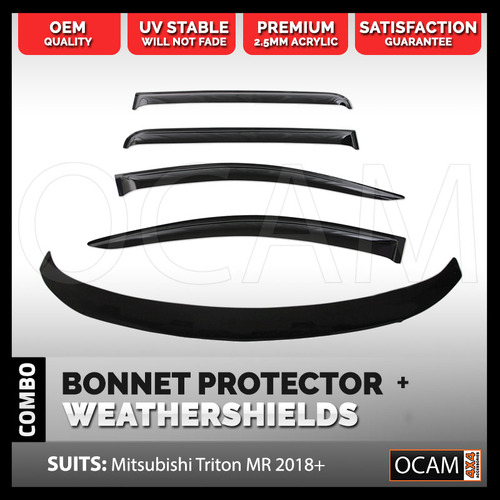 Bonnet Protector, Weathershields For Mitsubishi Triton MR 11/2018-Current Visors