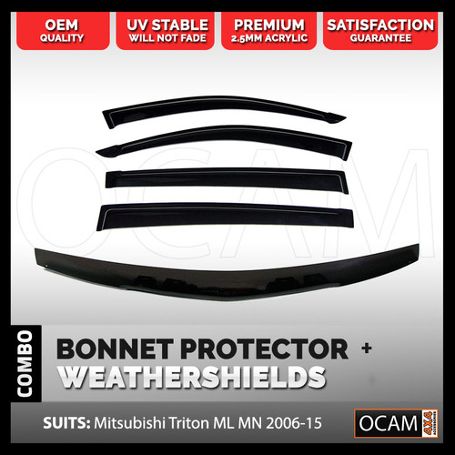 Bonnet Protector, Weathershields For Mitsubishi Triton ML MN 2006-15 Visors