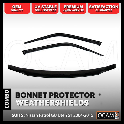 Bonnet Protector, Weathershields For Nissan Patrol GU UTE 2006 - 15 Visors