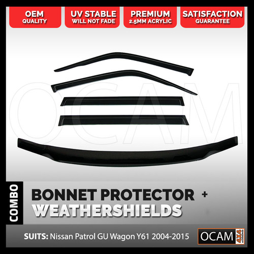 Bonnet Protector, Weathershields For Nissan Patrol GU Wagon 2004-2016 Y61