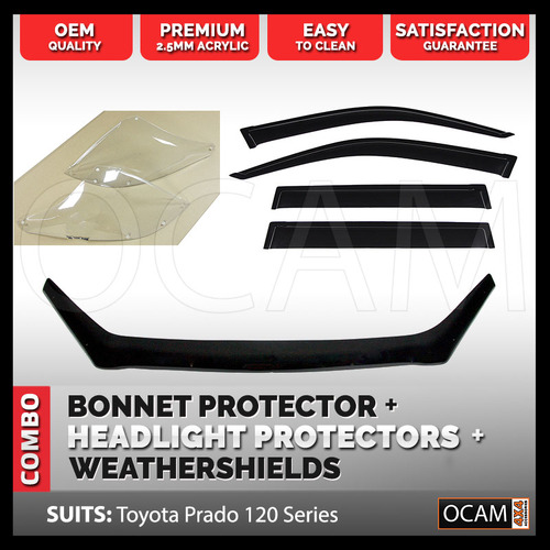 Bonnet, Headlight Protectors, Visors For Landcruiser Prado 120 Series
