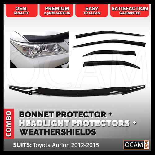 Bonnet, Headlight Protectors, Weathershields for Toyota Aurion 2012-2015