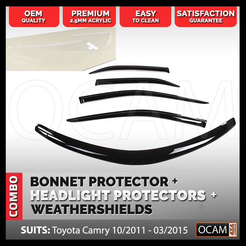 Bonnet, Headlight Protectors, Weathershields for Toyota Camry XV50 10/2011-03/2015