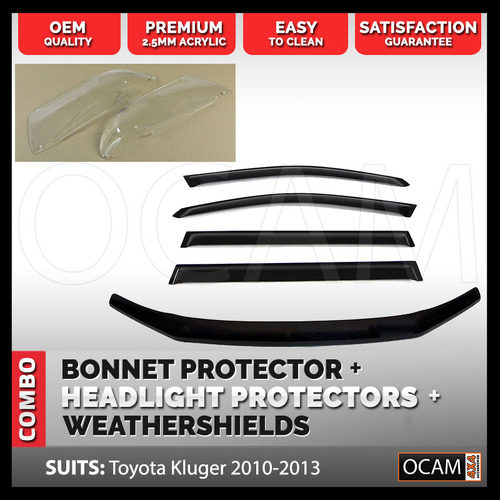 Bonnet, Headlight Protectors, Weathershields for Toyota Kluger 10-13 Visors