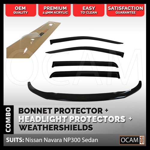 Bonnet, Headlight Protector & Window Visor for Nissan Navara NP300 07/2015-02/2021