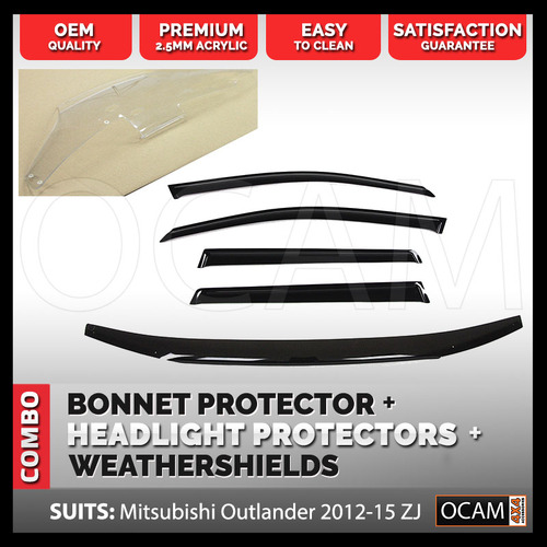 Bonnet, Headlight Protectors, Visors for Mitsubishi Outlander 2012-15 ZJ