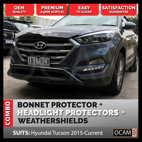 Bonnet & Headlight Protectors, Weathershields for Hyundai Tucson 2015-2018