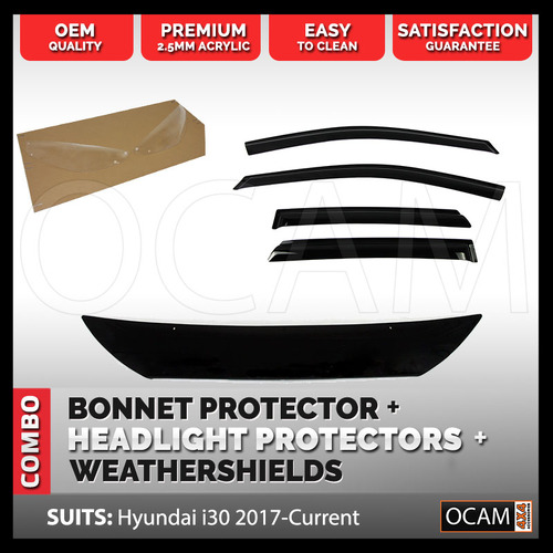 Bonnet, Headlight Protectors, Weathershields for Hyundai i30 2017-06/2020