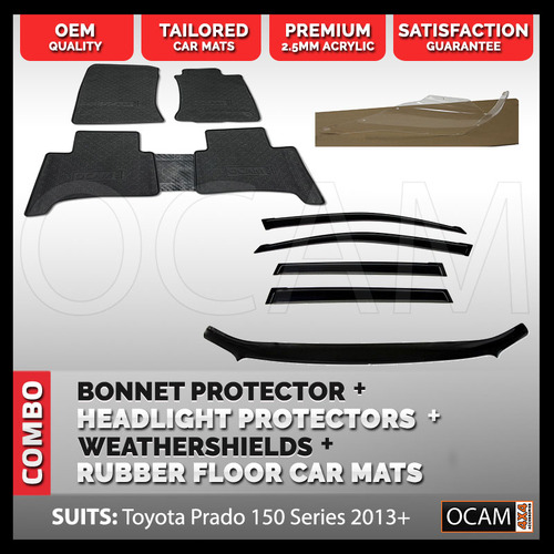 Bonnet, Headlight Protectors, Window Visors, Mats for Prado 150 Series 2013-17