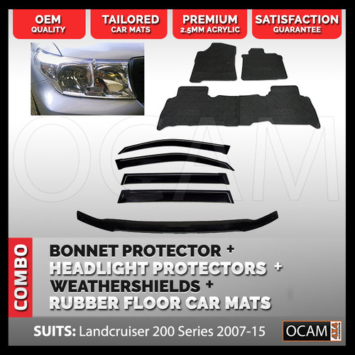 For Landcruiser 200 Series Bonnet & Headlight Protectors, Weathershields, Mats