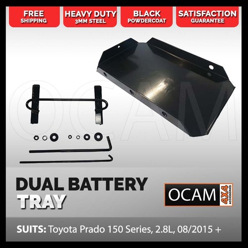 OCAM Dual Battery Tray for Toyota Prado 2.8L 08/2015-2023 Under Bonnet