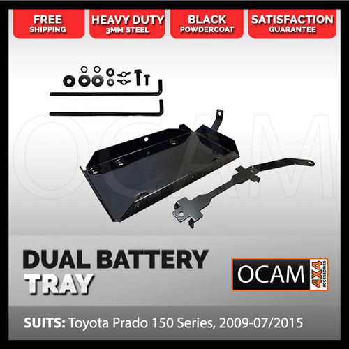 OCAM Dual Battery Tray for Toyota Prado 3.0L, 2009-07/2015, Under Bonnet