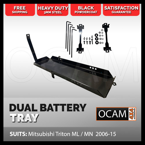 OCAM Dual Battery Tray for Mitsubishi Triton ML MN 2006-04/2015, Under Bonnet