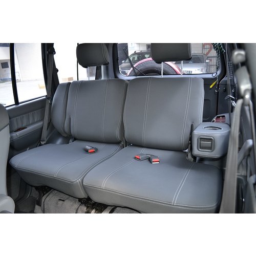 Front, 2nd & 3rd Row Bundle - Wetseat Neoprene Seat & Console Covers Mid Grey With White Stitching For Toyota LC80 Series GX-GXL