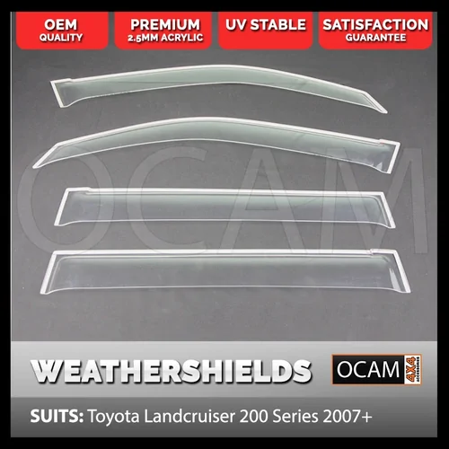 Weathershields for Toyota Landcruiser 200 Series 2007-2021 Clear Visors
