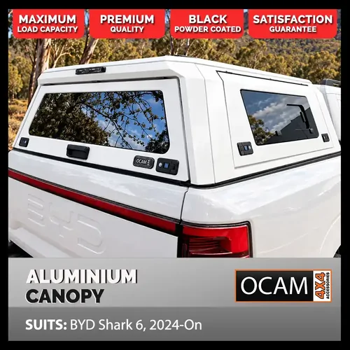 OCAM GEN2 Aluminium Canopy For BYD Shark 6, 2024+ Dual Cab (WHITE) - Solid Doors