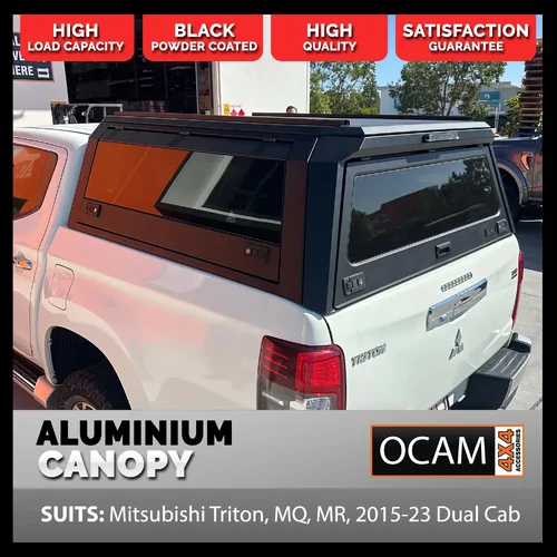 OCAM Gen 2 Aluminium Canopy For Mitsubishi Triton, MQ, MR, 2015-23 Dual Cab - Solid Doors