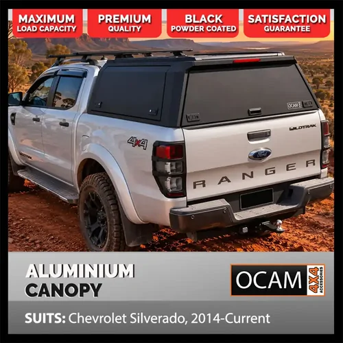 OCAM Gen 2 Aluminium Canopy For Chevrolet Silverado, 2014-Current, Solid Doors