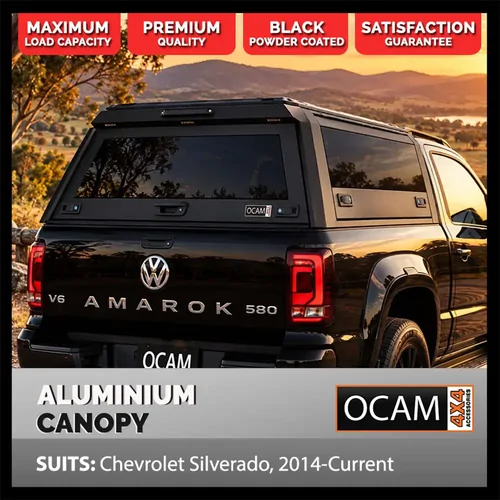OCAM Gen 2 Aluminium Canopy For Chevrolet Silverado, 2014-Current - Glass Doors