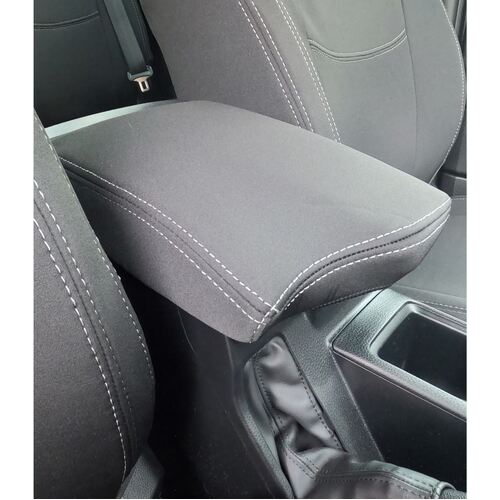 Wetseat Neoprene Console Lid Cover for Mazda BT-50 Dual Cab 07/2020-2023 Black with Charcoal Stitching