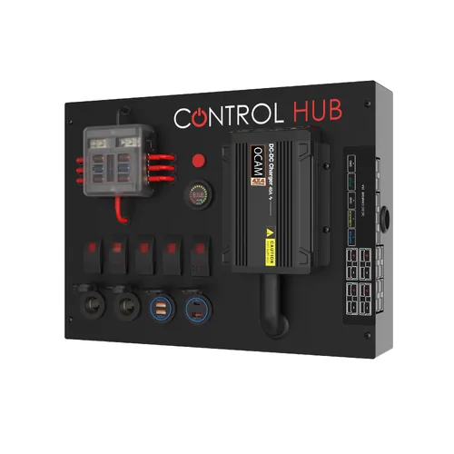 OCAM 40A Control Hub | 12V Power Distribution Panel with DC-DC Charger & MPPT Solar
