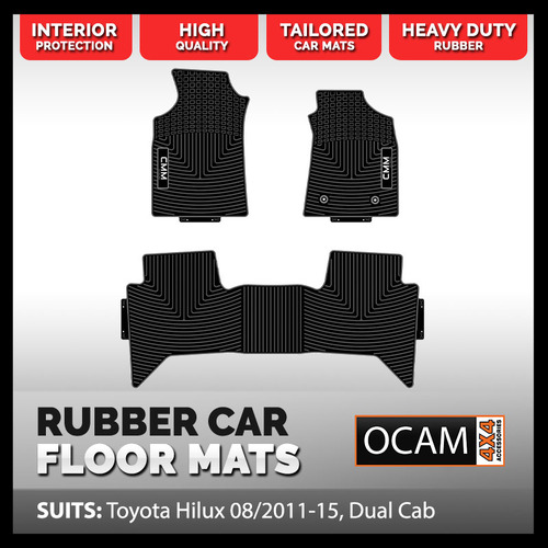 CMM Rubber Car Floor Mats for Toyota Hilux N70, 08/2011-15, Dual Cab