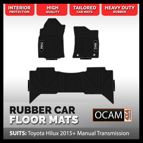 CMM Rubber Car Floor Mats for Toyota Hilux N80, 2015-Current, Manual Trans, Dual Cab