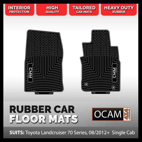 CMM Rubber Car Floor Mats for Toyota Landcruiser 70 78 79 Series SINGLE CAB, 08/2012-2020