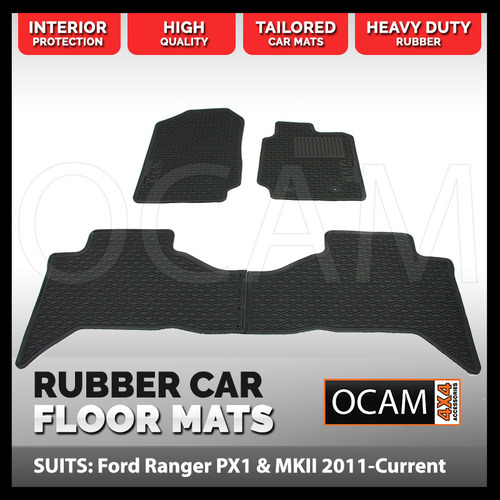 CMM Rubber Car Floor Mats for Ford Ranger PX1 & MKII MKIII 2011-Current Dual Cab