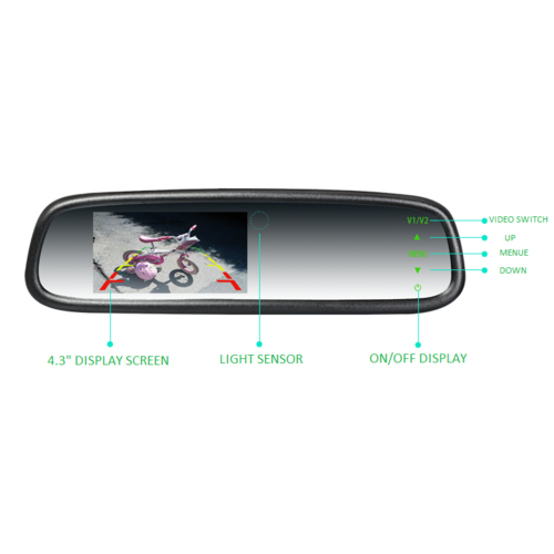 4.3" Clip On Touch Screen Replacement Mirror Auto Brightness OEM Style