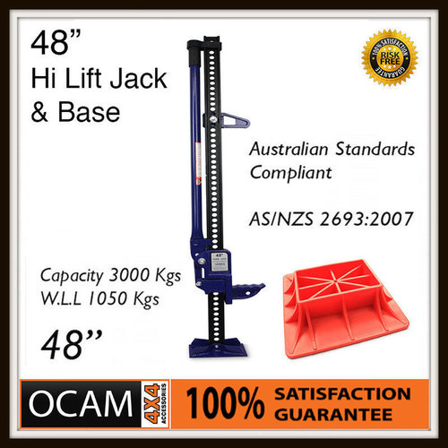 High Lift Jack Farm Heavy Duty Blue 48 inch & Base Plate 4x4 4WD