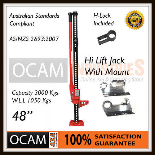 High Lift Jack Farm Heavy Duty Red 48 inch & Mount 4x4 4WD
