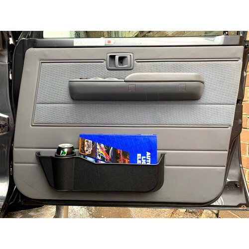 Department of the Interior Door Pockets (Front) With Drink Holder, for LC 70 Series, Suits All, (BLACK)